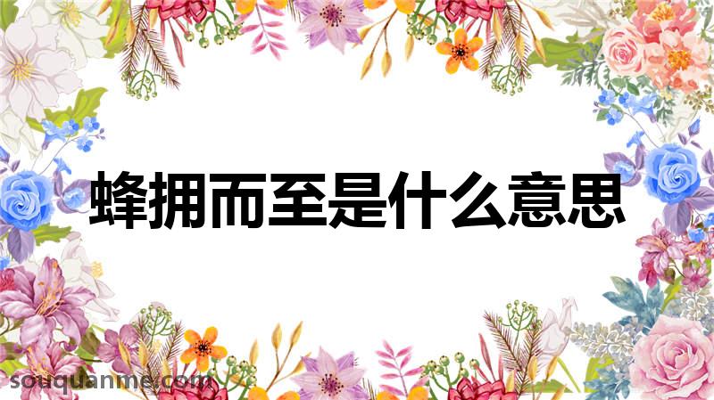 蜂拥而至是什么意思 蜂拥而至的拼音 蜂拥而至的成语解释